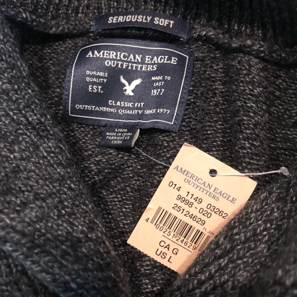 NEW!🔘American Eagle Seriously Soft Pullover Wool Blend Sweater Shawl Neck - Picture 8 of 8